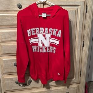 Nebraska huskers, long sleeve, hooded shirt VS PINK size medium
